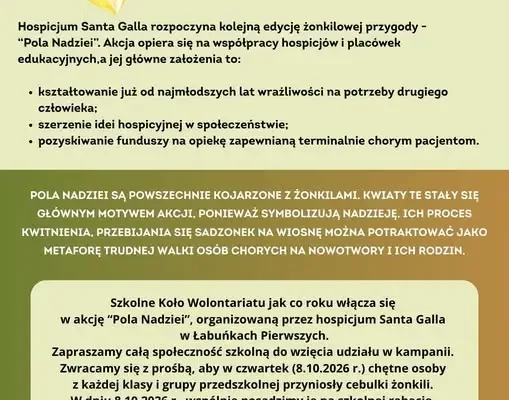 Szkoła w Kraśniczynie sadzi żonkile w ramach akcji „Pola Nadziei”