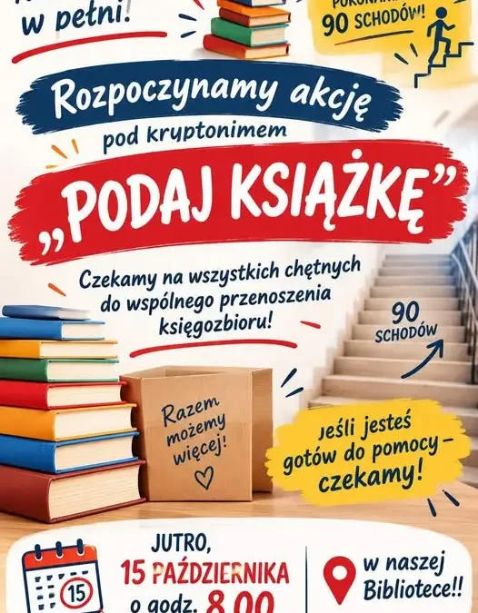 Biblioteka w Rudniku przenosi się do nowego Gminnego Centrum Kultury – trwa akcja „Podaj książkę”