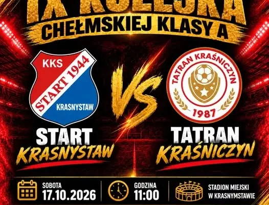 Hitowe starcie na szczycie: Tatran Kraśniczyn zmierzy się ze Startem Krasnystaw