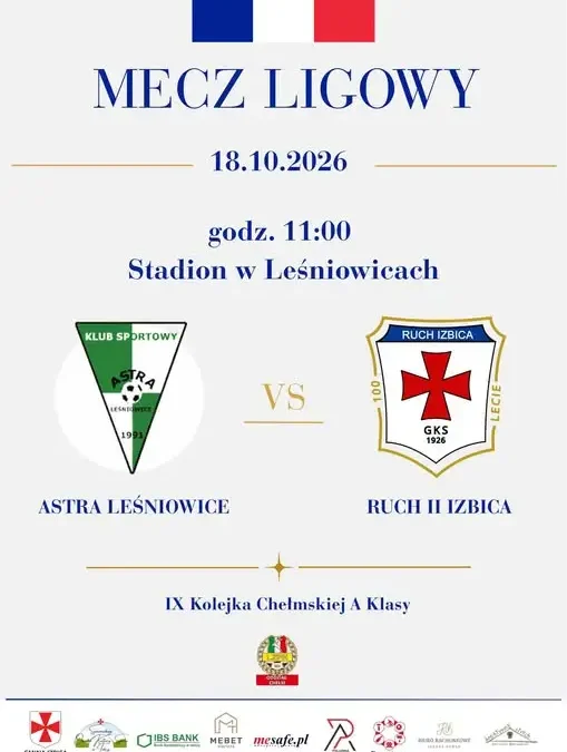 Ruch II Izbica zagra na wyjeździe z Astrą Leśniowice w Chełmskiej Klasie A