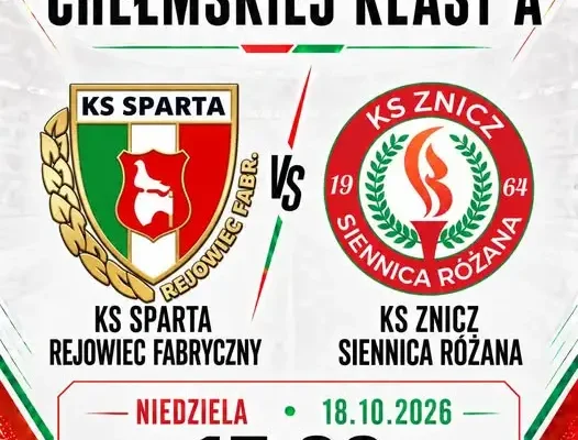 Znicz Siennica Różana zagra ze Spartą Rejowiec Fabryczny w IX kolejce Chełmskiej Klasy A