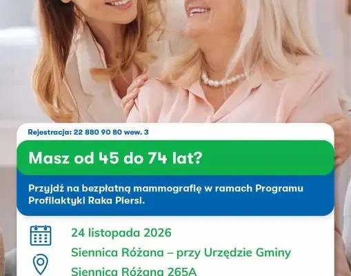 Bezpłatna mammografia w Siennicy Różanej – 24 listopada 2026