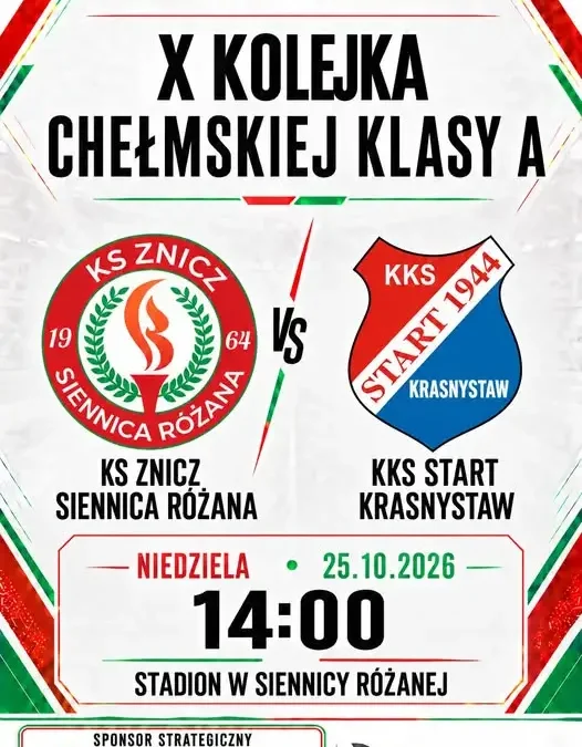 Zapowiedź meczu: Znicz Siennica Różana zmierzy się ze Startem Krasnystaw