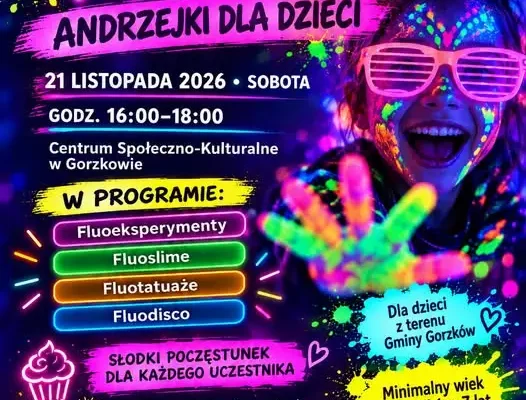 Andrzejkowe Fluo Party w Gorzkowie – kolorowa zabawa dla dzieci już 21 listopada