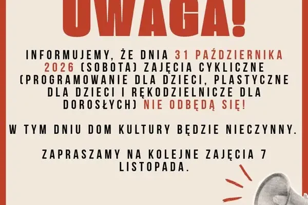 Dom Kultury w Kraśniczynie nieczynny 31 października – zajęcia odwołane