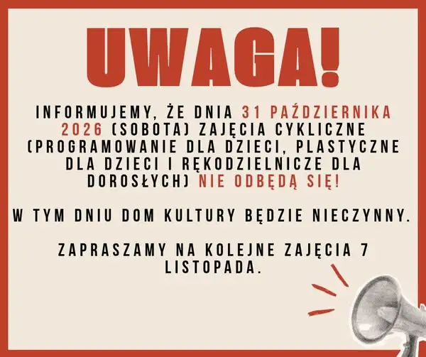 Dom Kultury w Kraśniczynie nieczynny 31 października – zajęcia odwołane